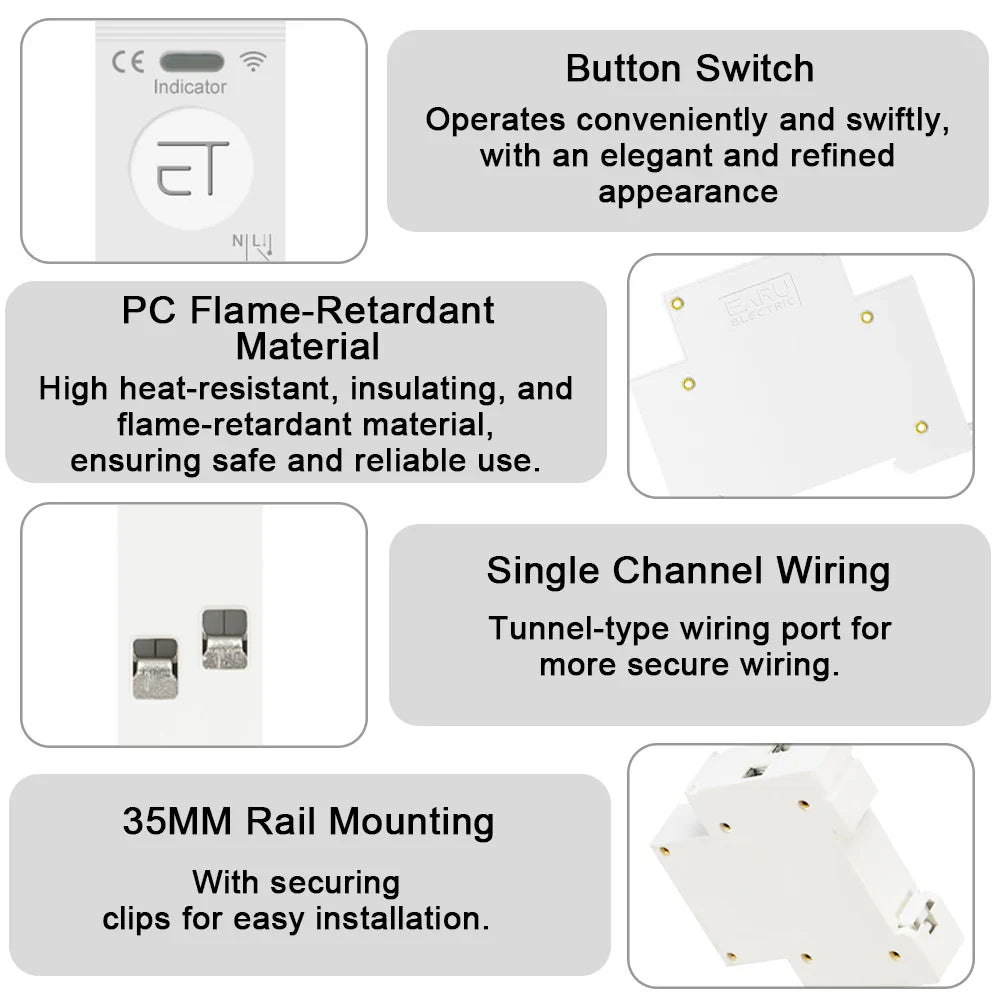eWeLink WiFi Smart Circuit Breaker 1P+N 63A MCB Timer Relay Switch Energy Metering kWh Voltage Current Protector Remote Control