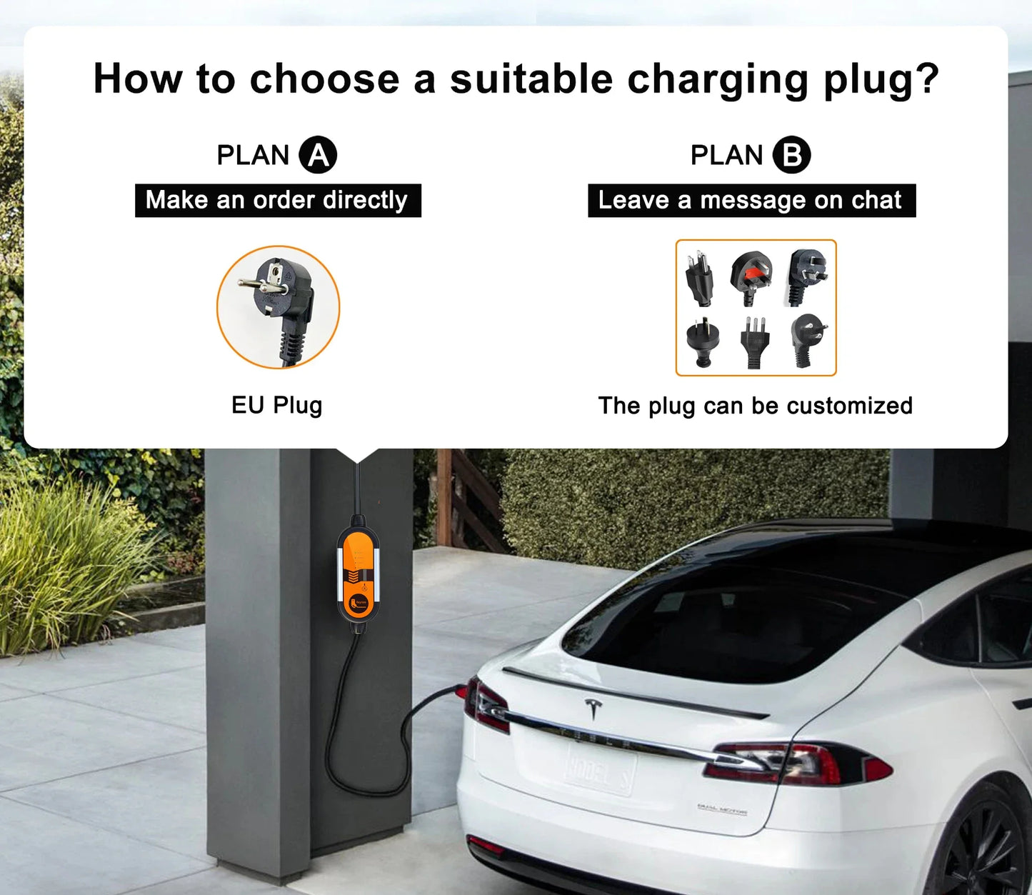 feyree Portable EV Charger Type2 16A 3.5KW EVSE Charging Cable Type1 SAE J1772 EU Plug Controller Wallbox for Electric Car