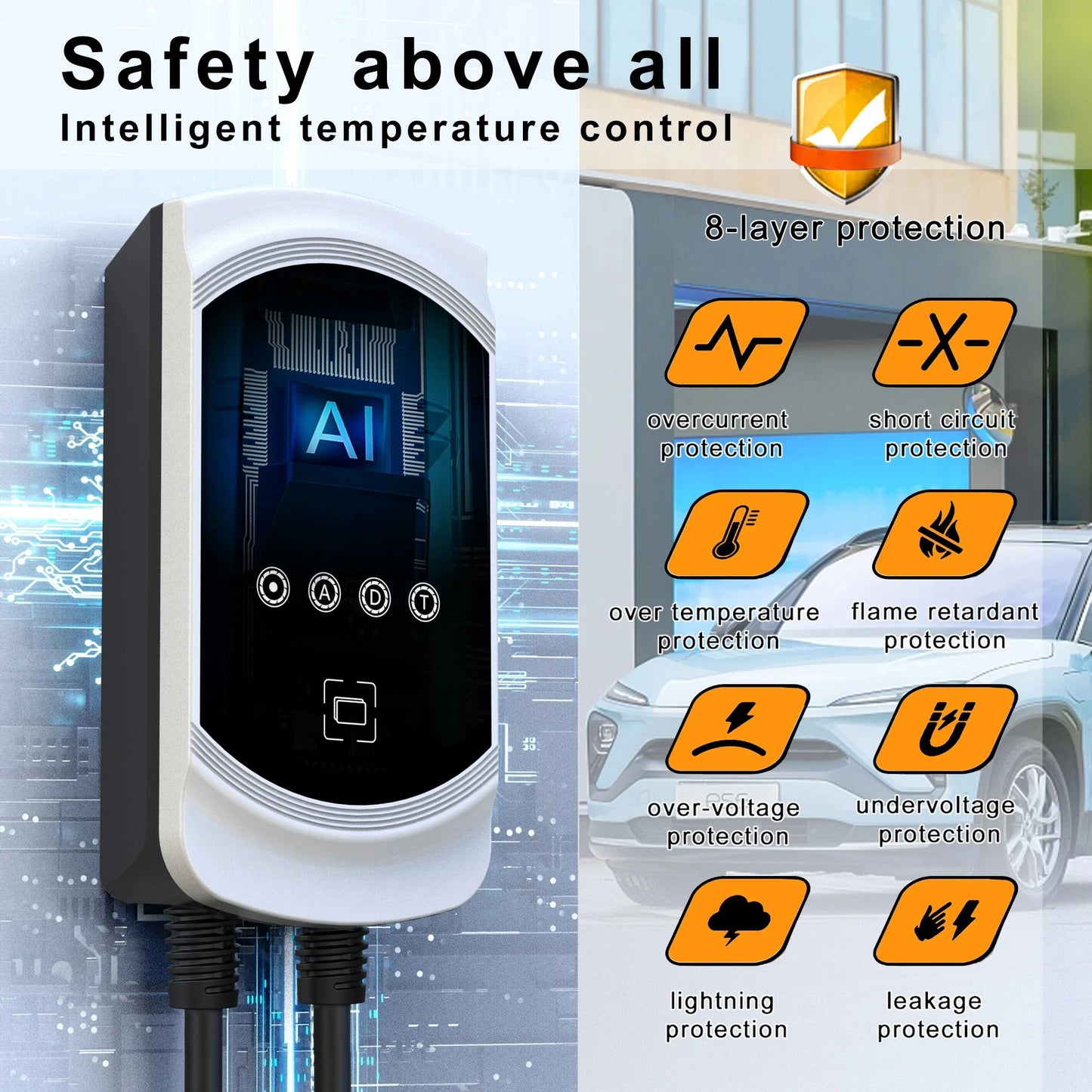 feyree EV Charger 32A 22KW 3Phase 11KW 16A Electric Car Charger EVSE Wallbox 7.6KW 32A Type2 Cable IEC62196-2 Socket APP Control