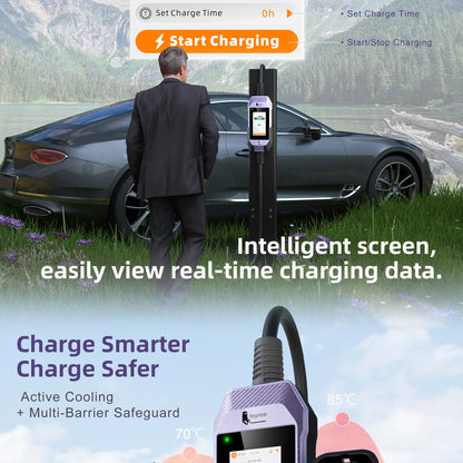 feyree Type2 /Type1 /GBT /TS-NACS 4.3inch Touch Screen EV Charger 32A 7kW 1P Portable Charger Smart APP WiFi Control for EV Cars