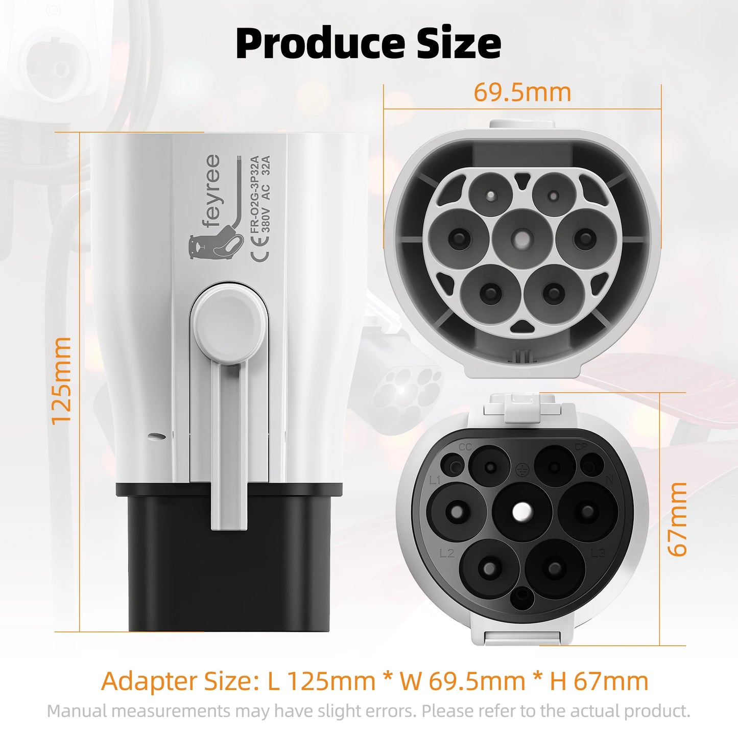 Feyree EV Charger Adapter Type 2 IEC 62196-2 to GB/T Converter for China Standard Electric Vehicle Charging EV Connector 16A 32A