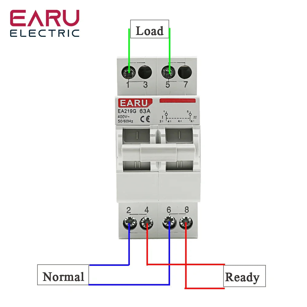 2P 40A 63A MTS Dual Power Manual Transfer Interlock Circuit Breaker Din Rail Isolating Discounnecting Switch by 54Grid - Renewable Energy Store