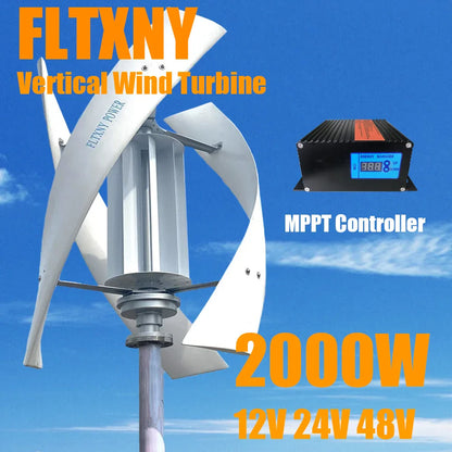 2000w Vertical Axis Wind Turbine Generator Complete Set 48v Windmill 220v AC Output Household Kit With Controller Inverter by 54Grid - Renewable Energy Store