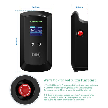 AFYEEV 22KW GB/T EV Charging Station 32A Electric Vehicle Car Charger EVSE Wallbox Wallmount RFID WiFi Bluetooth APP Control