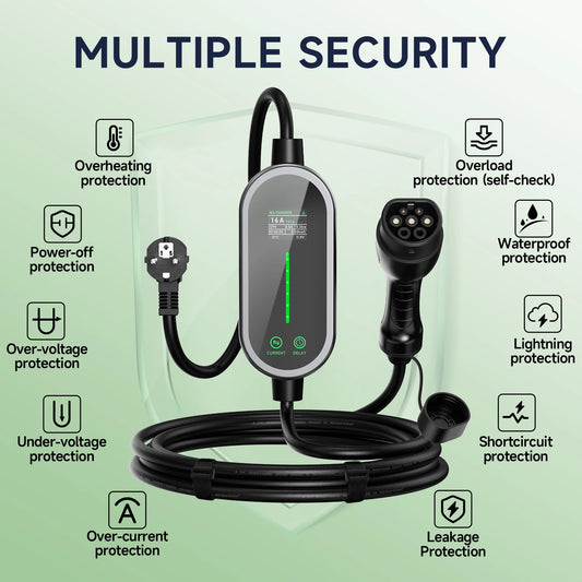 AFYEEV 3600W Portable Type2 IEC62196-2 EV Charger Type1 SAE J1772 Electric Car Charger GBT EVSE Charging Cable Wallbox EU Plug