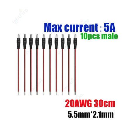 12V 3A DC Power Pigtail Cable 20 18 AWG Male Female Connector by 54Grid - Renewable Energy Store