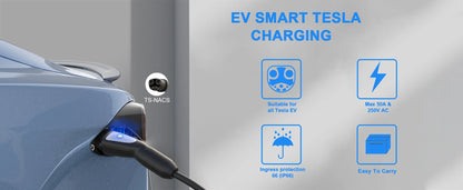 feyree EV Charger Portable 3.5kW TS-NACS Charger Plug 1.8" LCD Screen with Set Delay Schedule Charging Station for Tesla Cars