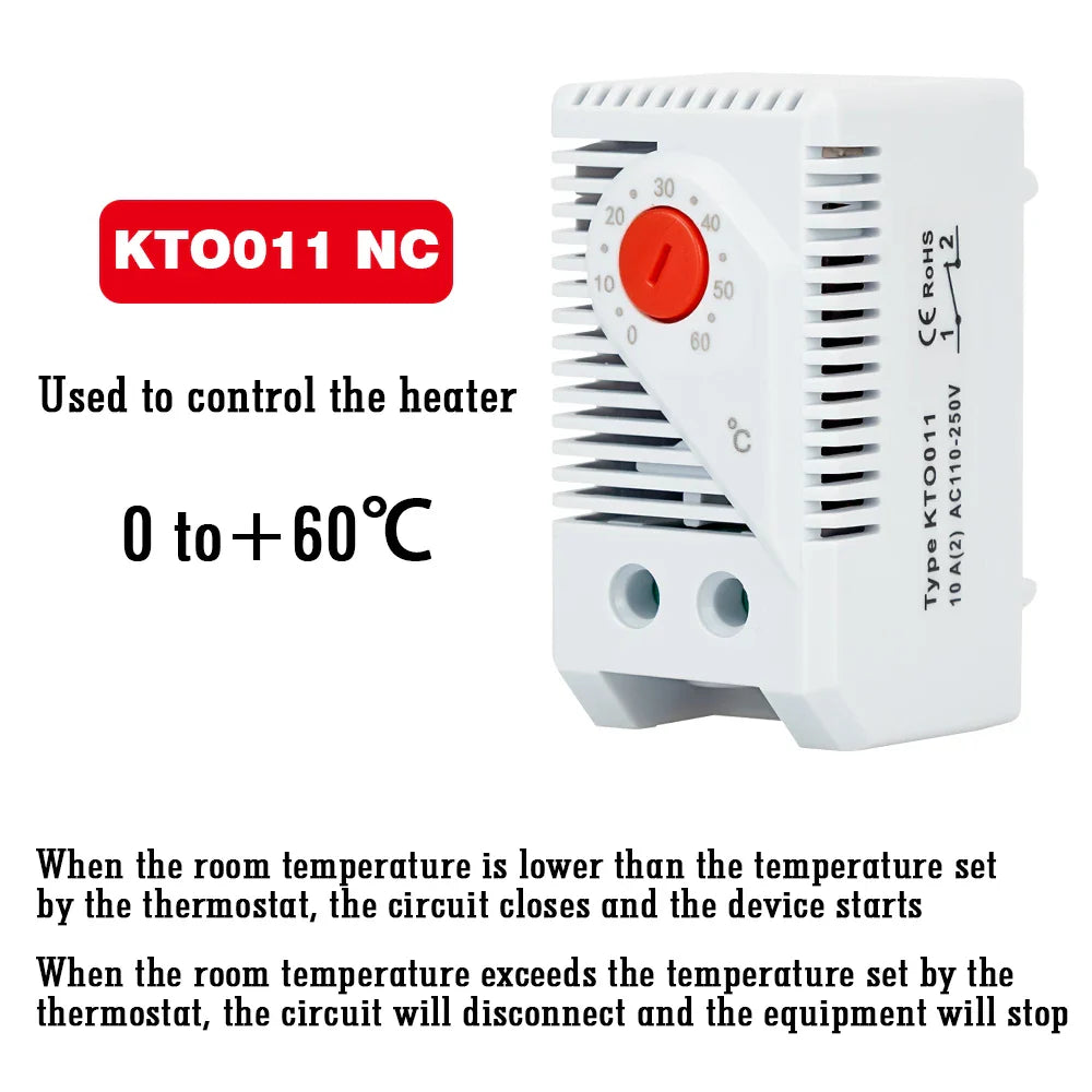 DIN Rail Cabinet Temperature Controller Industrial Thermostat KTO011 KTS011 0 to 60 Degree Centigrade Mechanical Thermoregulator