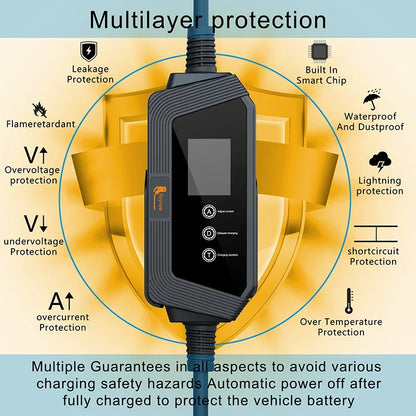 feyree Type2 Portable EV Charger 22KW 32A 3Phase EV Charger EVSE Charging Box 5m Cable with Socket IEC62196-2 for Electric Car