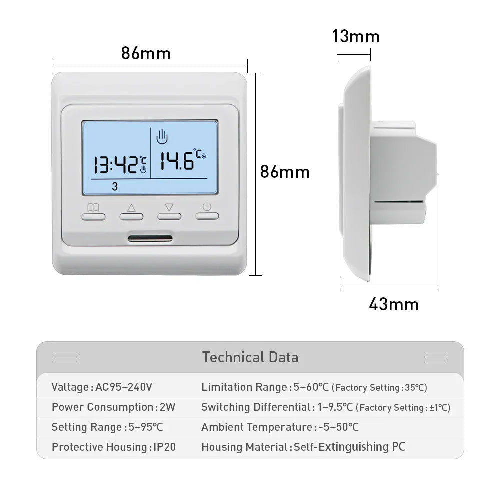 WiFi Smart Thermostat Temperature Controller Electric Floor Heating TRV Water Gas Boiler Remote Control Tuya Alexa Google Home by 54Grid - Renewable Energy Store
