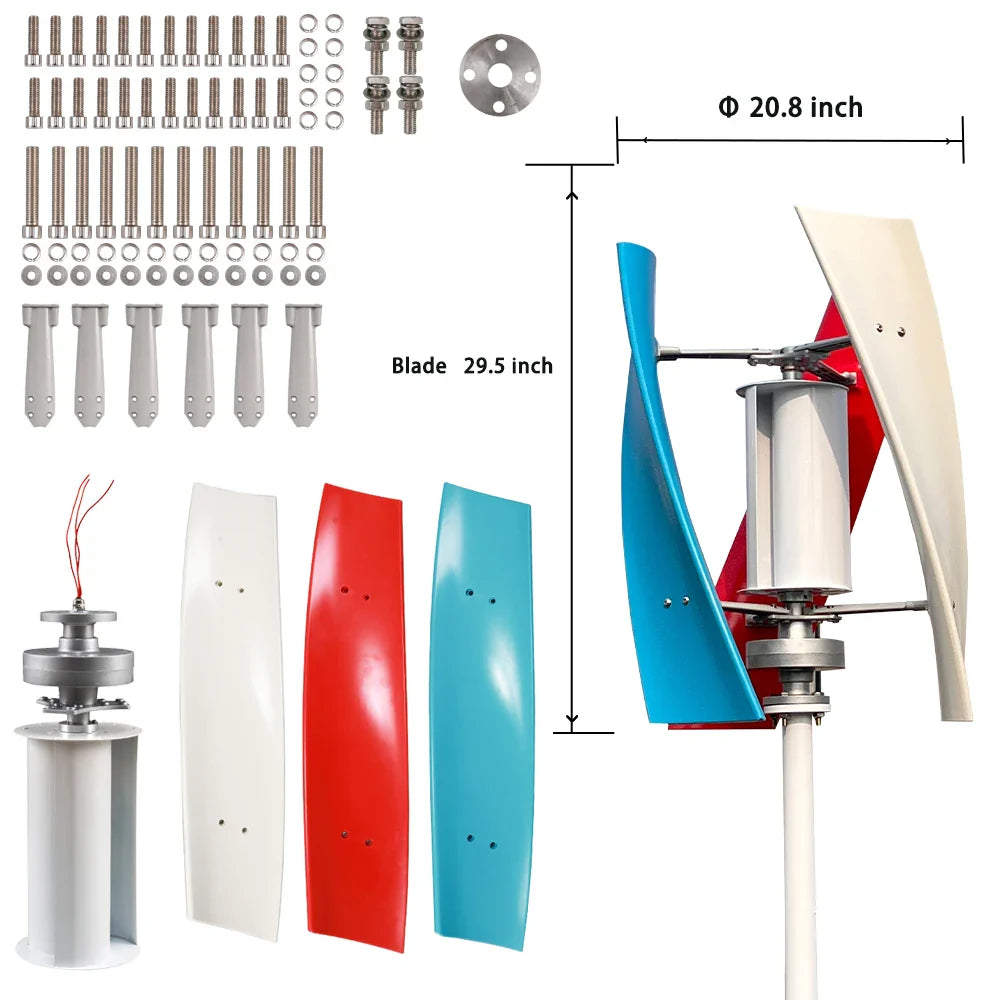 2000W Vertical Wind Turbine Maglev Generator Free Energy 3 Phase 220v AC Windmill For Home Use 3 Blades Low Wind Speed Start - 54Grid - Renewable Energy Store