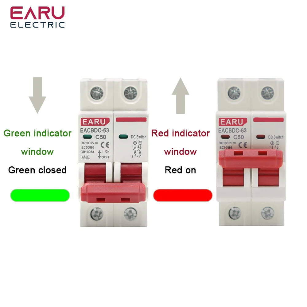 2P DC 1000V MCB Solar Mini Circuit Breaker Overload Protection Switch 6A 10A 16A 20A 25A 32A 40A 50A 63A DC1000V Photovoltaic PV by 54Grid - Renewable Energy Store