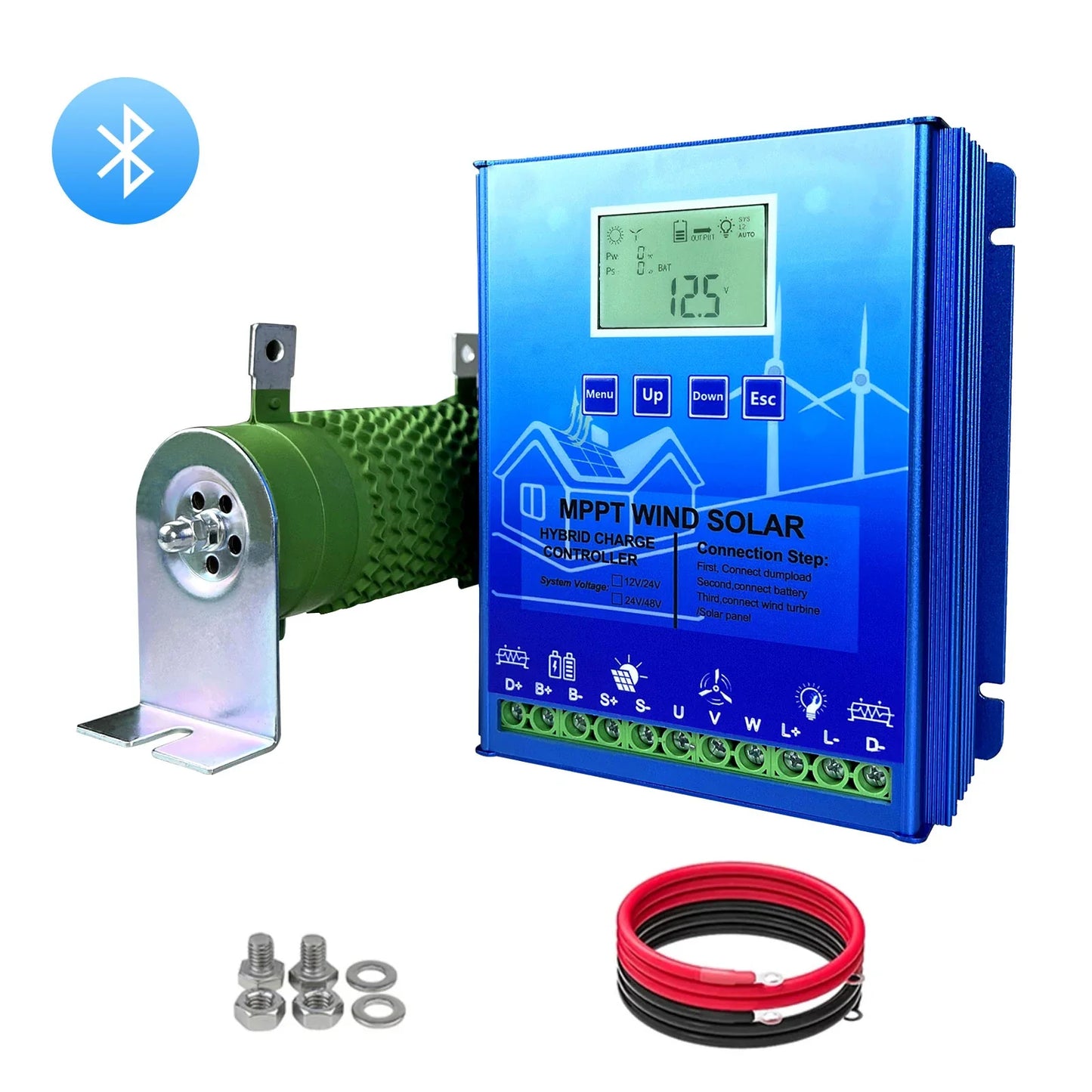 12V 24V 48V 2000W MPPT Hybrid Wind Solar Charge Controller With LCD Display And Bluetooth For Lifepo4 Batteries by 54Grid - Renewable Energy Store