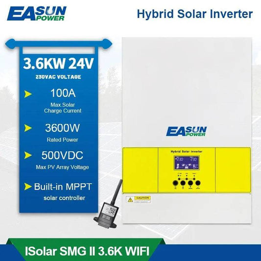 Solar Inverter 3600W Pure Sine Wave 500Vdc PV Input 230Vac 24Vdc Built-in 100A MPPT Solar Charger 4000W PV Power - 54Grid - Renewable Energy Store