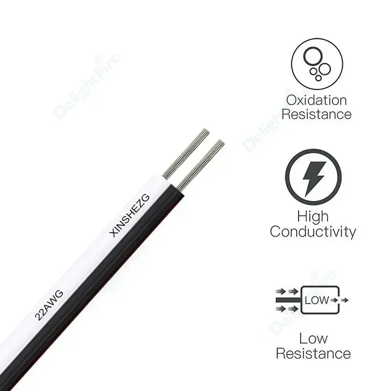 2Pin Flexible Tinned Stranded Cable 2Core LED Strip Wire 12V Extension Cord by 54Grid - Renewable Energy Store