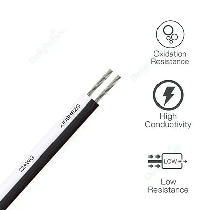 2Pin Flexible Tinned Stranded Cable 2Core LED Strip Wire 12V Extension Cord by 54Grid - Renewable Energy Store