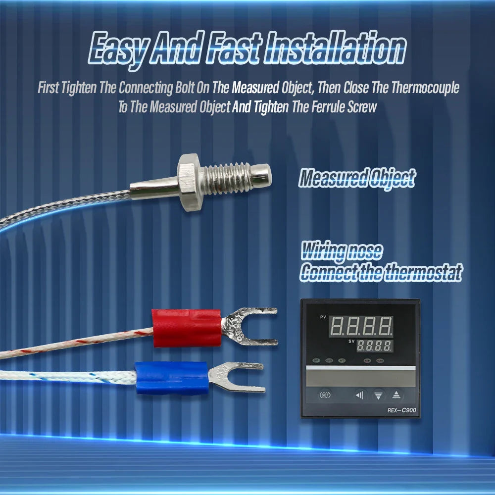 Digital PID Temperature Controller Thermostat REX-C100 + Max 40A SSR SSR-40DA Relay + K Thermocouple M6 1M Probe with Heat Sink by 54Grid - Renewable Energy Store