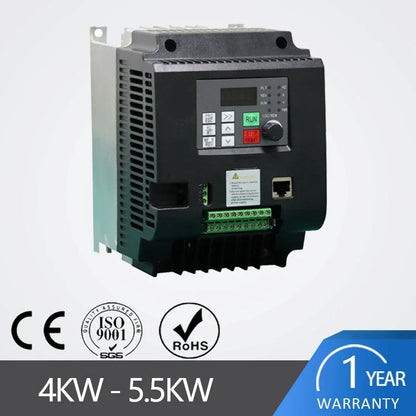 Single Phase to 3 Phase Converter, 220V In to 380V Out, VFD AC Frequency Inverter for 1.5KW, 2.2KW, 4KW, 5.5KW, 7.5KW, 11KW by 54Grid - Renewable Energy Store