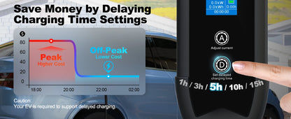 feyree EV Charger Type2 3.5KW 16A Portable Charging Box Set Current and Set Delay Time 5M Cable for Electric Vehicle Car Charger