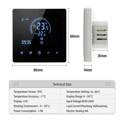 K2 TUYA APP WiFi Smart Thermostat Floor Heating TRV Water Gas Boiler Temperature Voice Remote Controller for Google Home Alexa by 54Grid - Renewable Energy Store