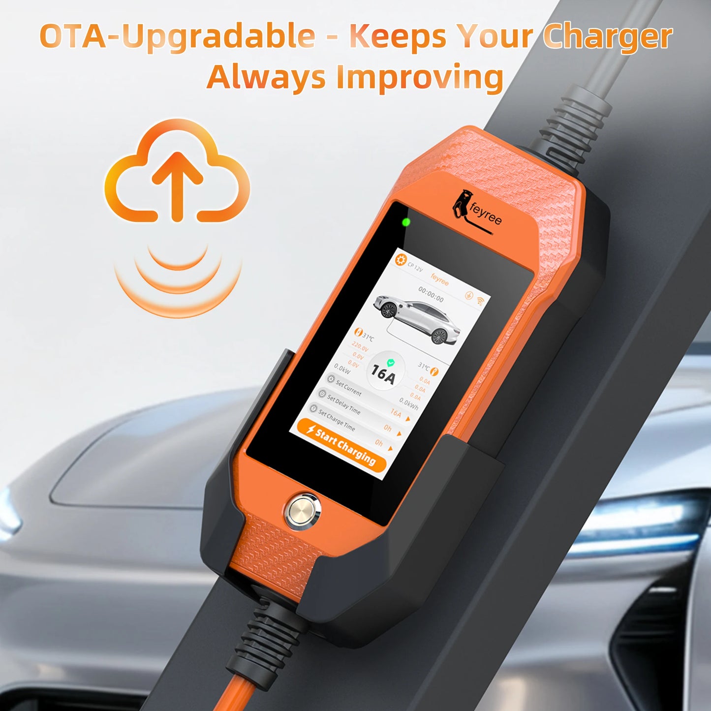 feyree GB/T EV charger 16A 3.5kW 1Phase 4.3'' Touchscreen & Smart APP OTA Version Current Adjustable for Electric Car Charger