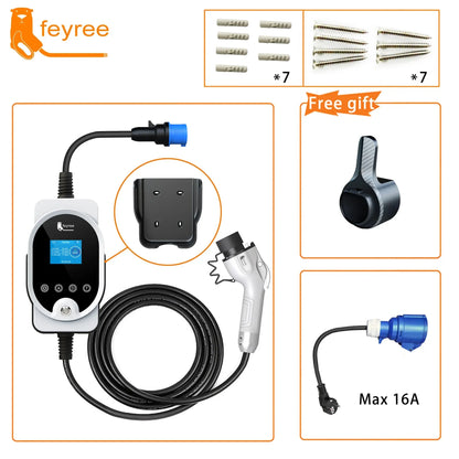 feyree EV Charger GB/T Socket 7KW 32A EVSE Wallbox APP Bluetooth Version Set Charging Time & Delay Time for Electric Vehicle Car