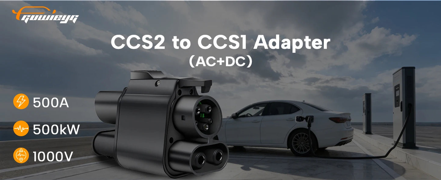 GUWIEYG CCS2 to CCS1 Adapter 500A 500kW DC 1000V Fast EV Charging