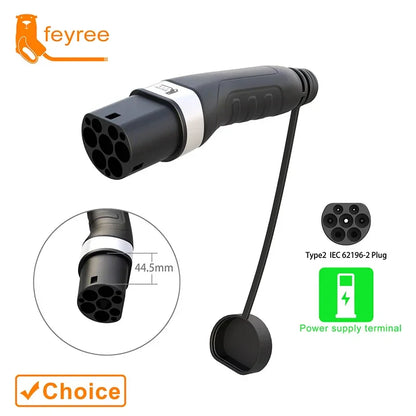 feyree EV Charger Type2 Male Charger Plug for Power Supply Side 16A 32A 1 Phase IEC62196-2 Adapter 11KW 22KW 3Phase Electric Car by 54Grid - Renewable Energy Store