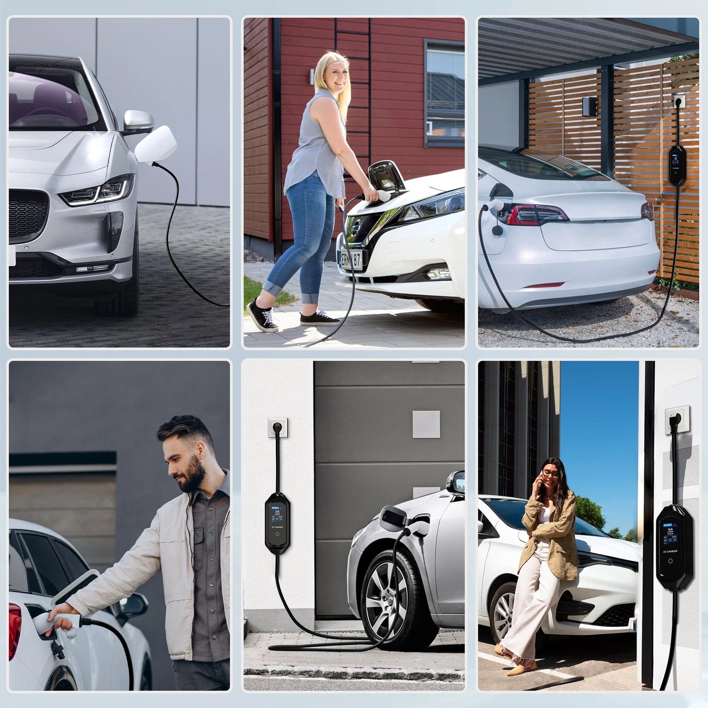 AFYEEV 3600W Portable Type2 IEC62196-2 EV Charger Type1 SAE J1772 Electric Car Charger GBT EVSE Charging Cable Wallbox EU Plug