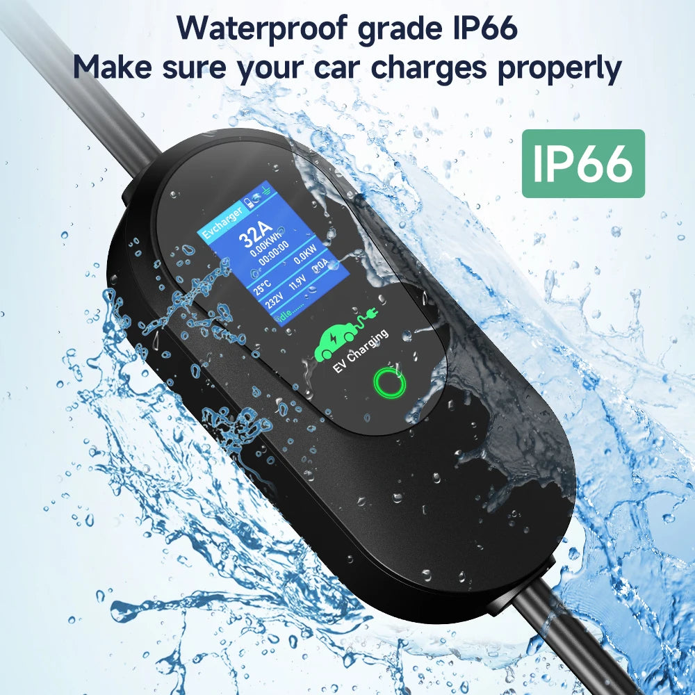 AFYEEV 7.2KW 32A Portable Type2 IEC62196-2 EV Charger Type1 SAE J1772 Electric Car Charger GBT EVSE Charging Cable WiFi APP