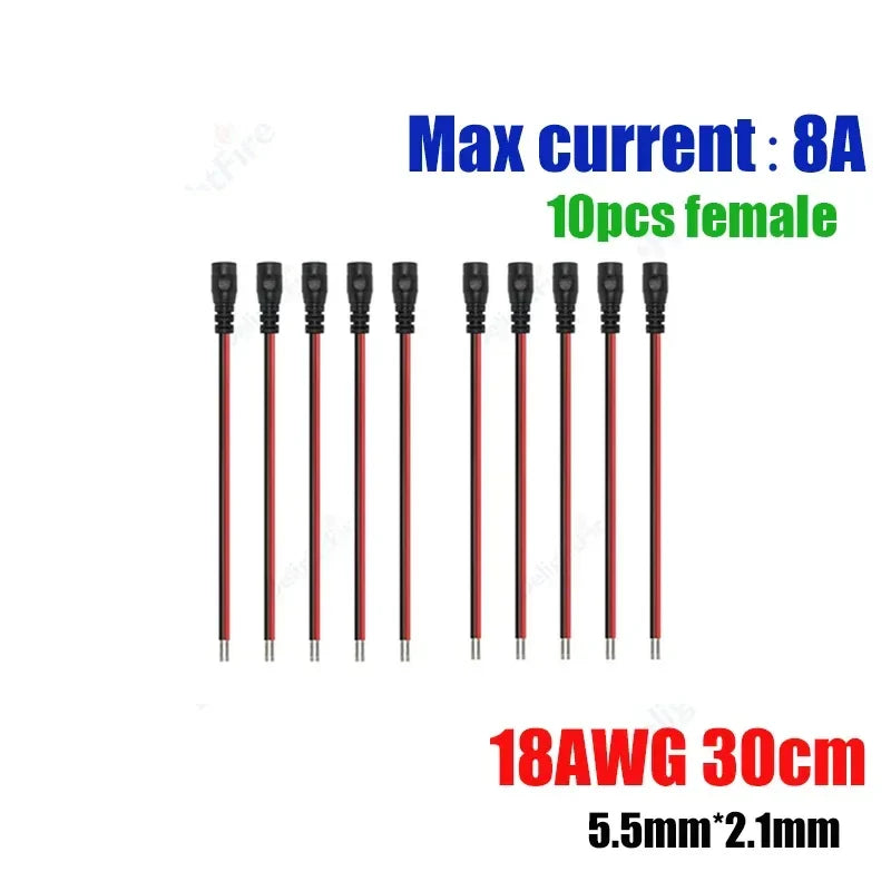 12V 3A DC Power Pigtail Cable 20 18 AWG Male Female Connector by 54Grid - Renewable Energy Store