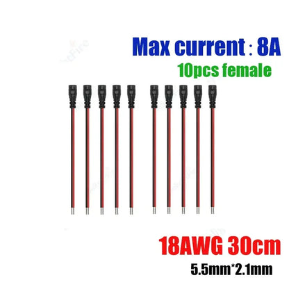 12V 3A DC Power Pigtail Cable 20 18 AWG Male Female Connector by 54Grid - Renewable Energy Store