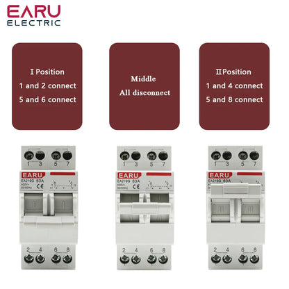 2P 40A 63A MTS Dual Power Manual Transfer Interlock Circuit Breaker Din Rail Isolating Discounnecting Switch by 54Grid - Renewable Energy Store
