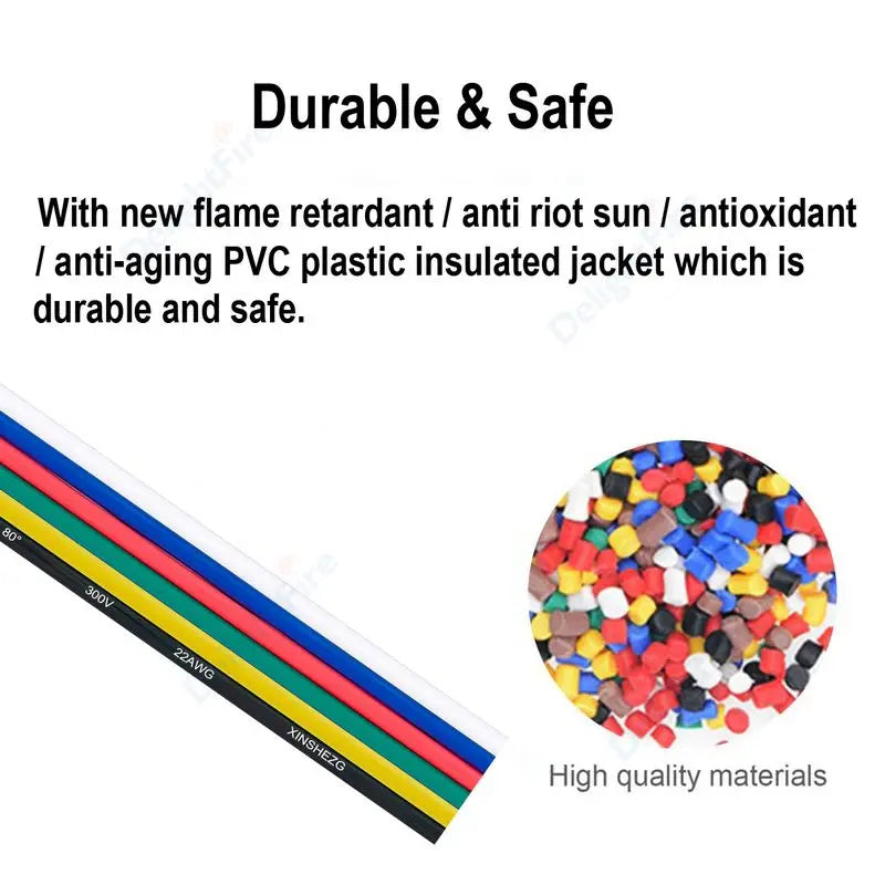 6Pin Extension Electronic Cable 22 20 18 AWG PVC Insulation for RGBWW RGB+CCT LED Strips by 54Grid - Renewable Energy Store