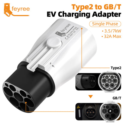 Feyree EV Charger Adapter Type 2 IEC 62196-2 to GB/T Converter for China Standard Electric Vehicle Charging EV Connector 16A 32A