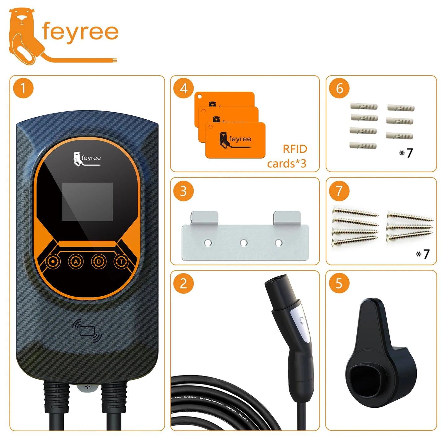 feyree EV Charging Station for TS-NACS Socket EVSE Wallbox 32A 7.6KW 40A 9.6KW 50A 12KW Fast Charging APP Control for Tesla Car