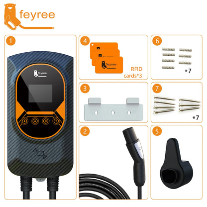 feyree EV Charging Station for TS-NACS Socket EVSE Wallbox 32A 7.6KW 40A 9.6KW 50A 12KW Fast Charging APP Control for Tesla Car