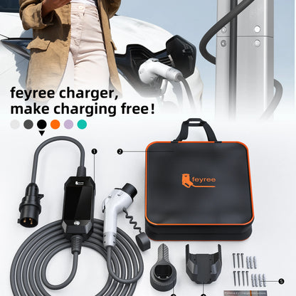 feyree GB/T EV Charger 7kW 32A 1P Touch Screen 4.3inch Smart WIFI APP Control EVSE Portable Charging Box forElectric Car Charger