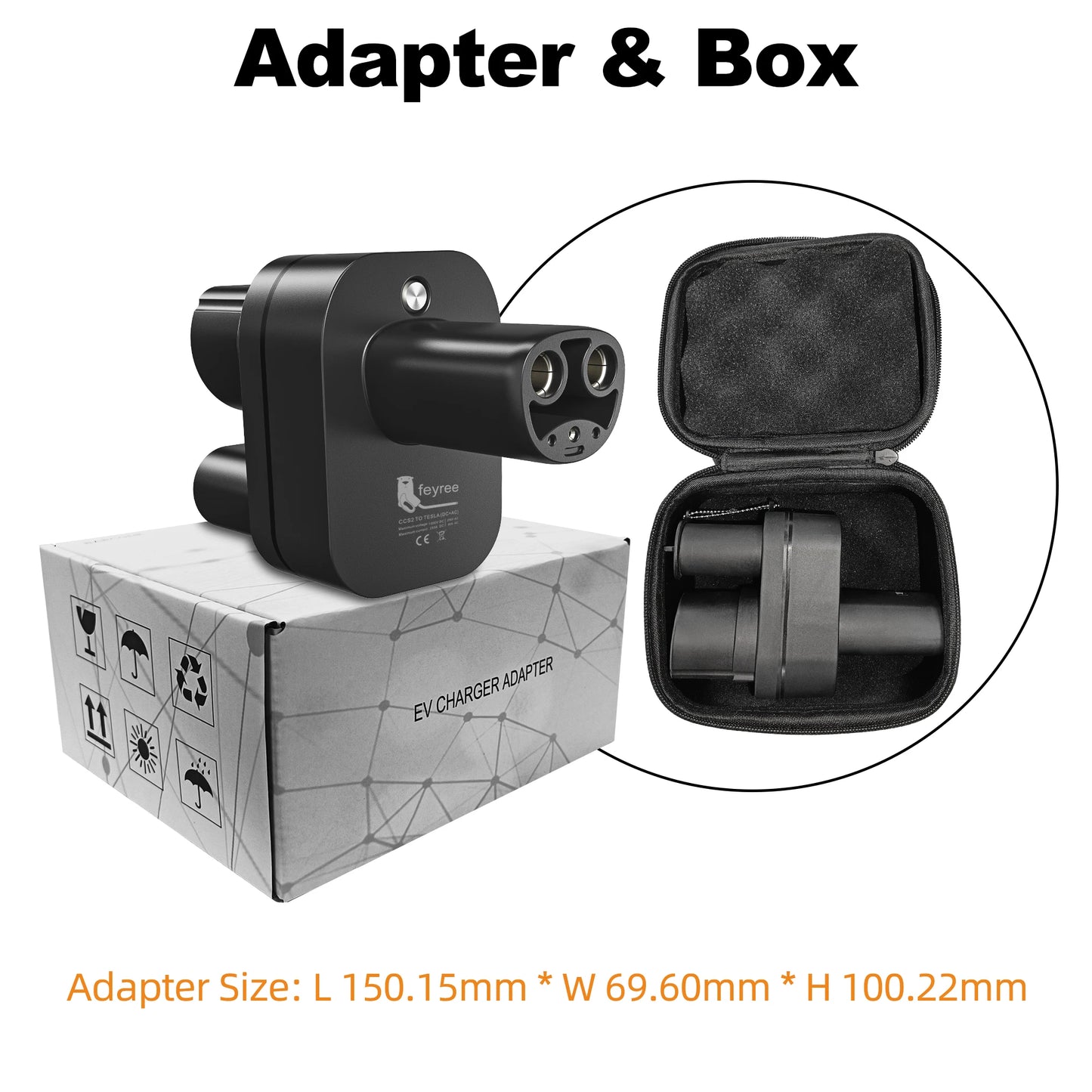 feyree CCS2 to Tesla AC+DC Adapter Fit for Tesla Model 3/X/Y Made in USA CCS2 Combo Adapter Support CCS2 and Type2 EV Charger