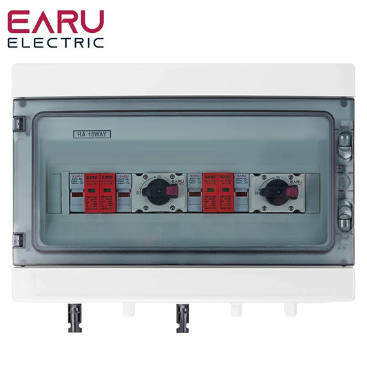 DC 1000V 2 Input 2 Output Solar Photovoltaic PV Combiner Box With Surge Lightning Protection DC Fuse MCB SPD Waterproof Box IP65