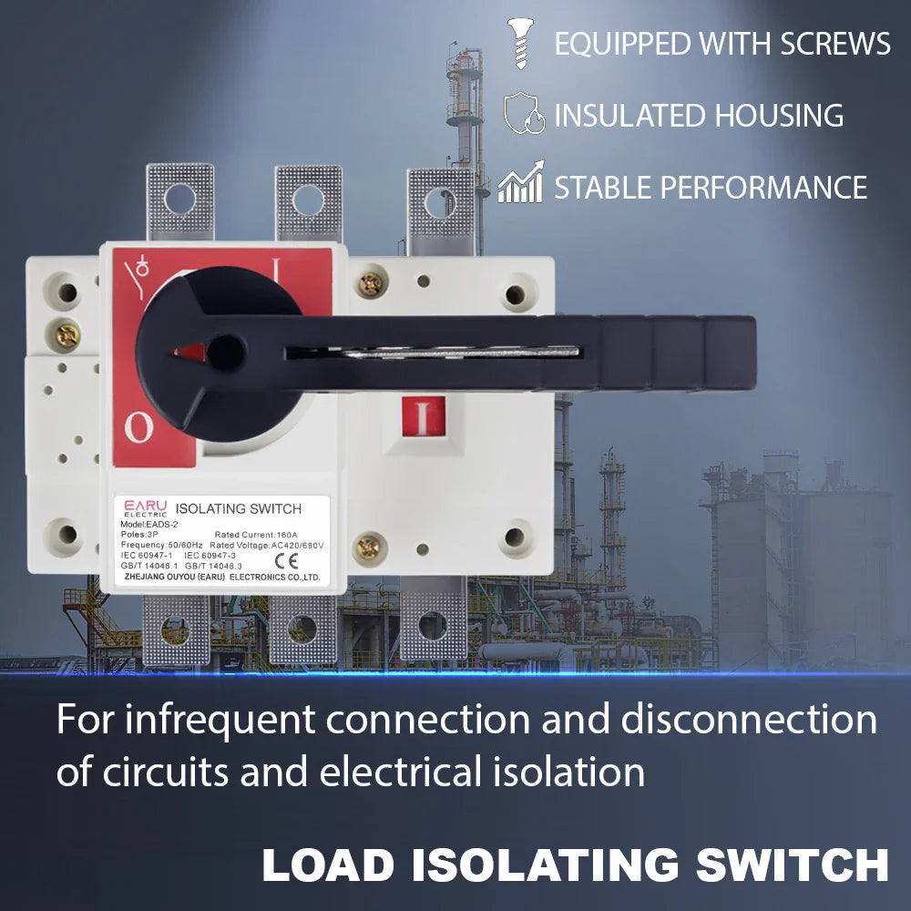 3P AC420/690V 100A 160A 250A Load Isolation Switch Knife Switch Three-Phase Circuit Breaker In-cabinet Transfer Operation Switch