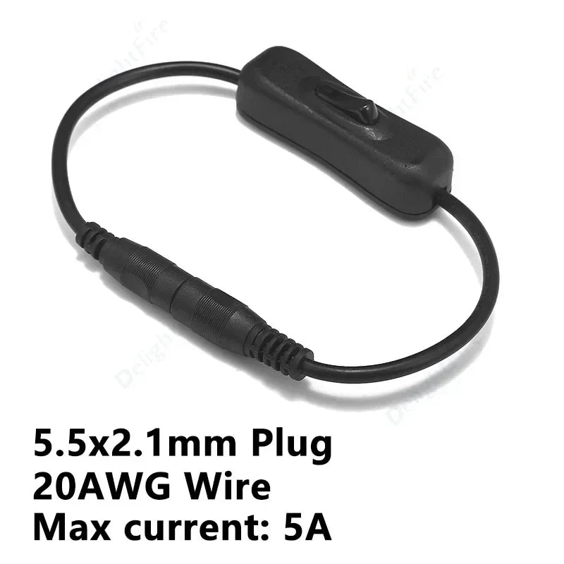 Light Switch ON/OFF DC Power Extension Cable 5V 12V 3A Connector by 54Grid - Renewable Energy Store