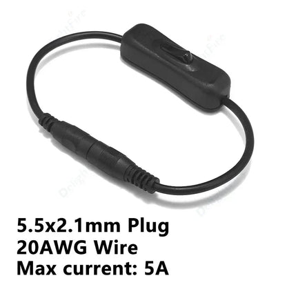 Light Switch ON/OFF DC Power Extension Cable 5V 12V 3A Connector by 54Grid - Renewable Energy Store