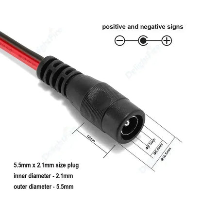 12V 3A DC Power Pigtail Cable 20 18 AWG Male Female Connector by 54Grid - Renewable Energy Store