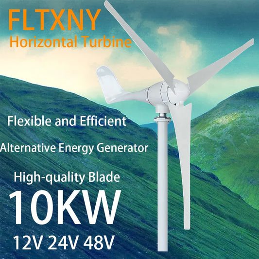 Factory Outlet 10KW New Energy Horizontal Wind Turbine Generator 12v 24v 48V 3/5 Blades Windmill Free MPPT Controller by 54Grid - Renewable Energy Store
