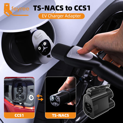 feyree TS-NACS to CCS1 Adapter For Ford Rivian GM Car NACS to CCS1 Adapter Compatible with DC NACS Supercharger DC V1/V2/V3/V4