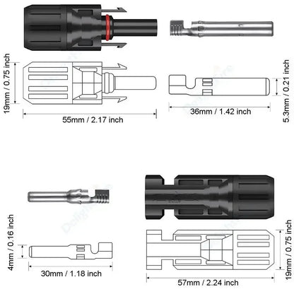 1 Pair Photovoltaic Connectors DC 1000V 30A Waterproof Terminals by 54Grid - Renewable Energy Store