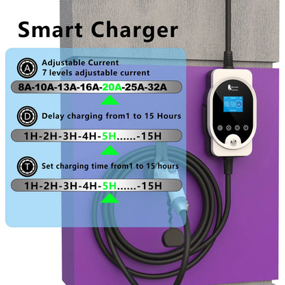 feyree EV Charger GB/T Socket 7KW 32A EVSE Wallbox APP Bluetooth Version Set Charging Time & Delay Time for Electric Vehicle Car