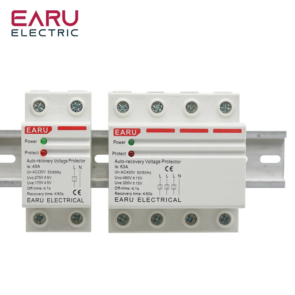 40A 63A 230V Din Rail Automatic Recovery Reconnect Over Voltage Under Voltage Protective Device Protection Relay by 54Grid - Renewable Energy Store