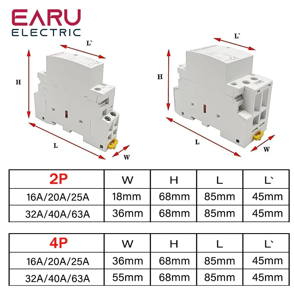 2P 4P 16A 20A 25A 32A 50A 40A 63A AC 220V 50 60Hz Din Rail Household Modular AC Contactor Switch Controller DIY Smart Home Hotel by 54Grid - Renewable Energy Store